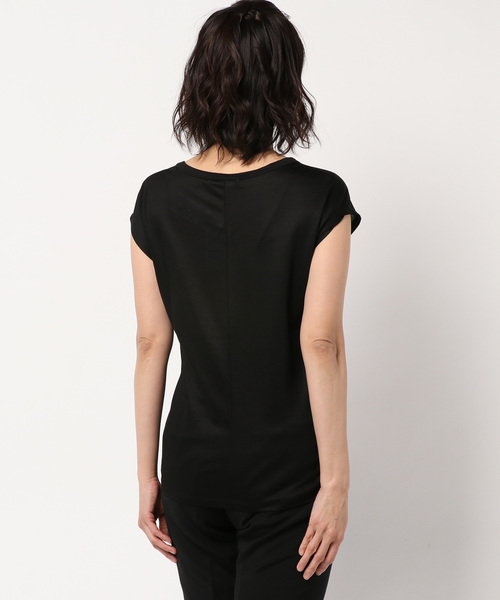 DouDou（ドゥドゥ）の「フレンチT（Tシャツ/カットソー・レディース・ブラック/オフホワイト/カーキ/バイオレット/ライトベージュ/グレイッシュベージュ/ブラウン/ミント/グレー・SMALL/MEDIUM）」の10枚目の写真