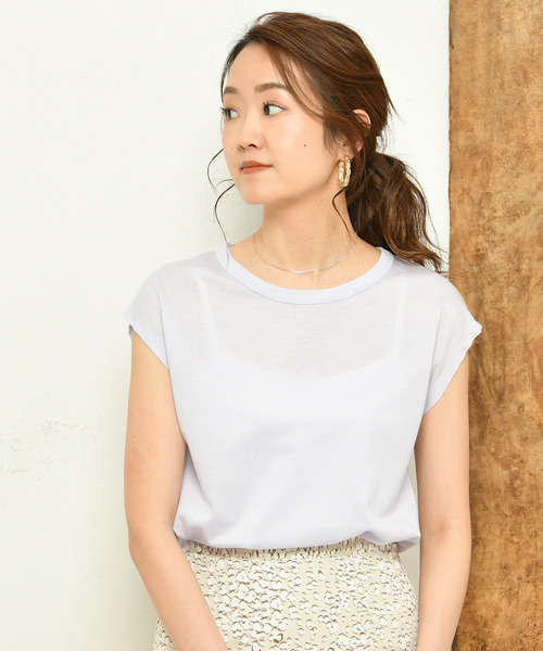 DouDou（ドゥドゥ）の「フレンチT（Tシャツ/カットソー・レディース・ブラック/オフホワイト/カーキ/バイオレット/ライトベージュ/グレイッシュベージュ/ブラウン/ミント/グレー・SMALL/MEDIUM）」の19枚目の写真