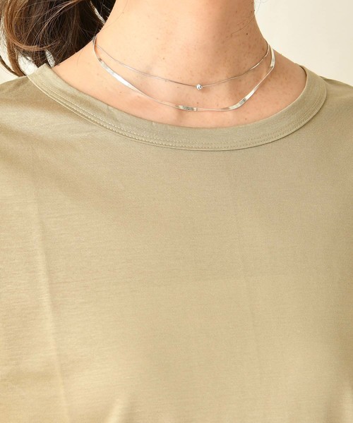 DouDou（ドゥドゥ）の「フレンチT（Tシャツ/カットソー・レディース・ブラック/オフホワイト/カーキ/バイオレット/ライトベージュ/グレイッシュベージュ/ブラウン/ミント/グレー・SMALL/MEDIUM）」の17枚目の写真