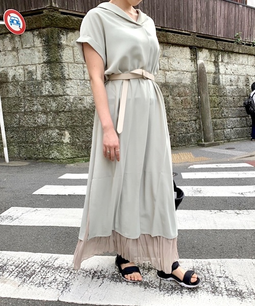 Culture Medium(カルチャーミディアム)の「ロングスリットワンピース(ワンピース・レディース・ホワイト/ミント/ライトベージュ/ブラック・FREE)」の4枚目の写真