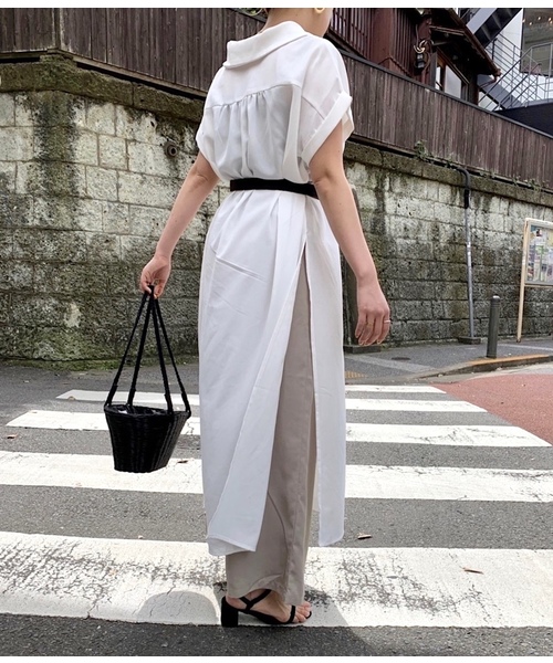 Culture Medium(カルチャーミディアム)の「ロングスリットワンピース(ワンピース・レディース・ホワイト/ミント/ライトベージュ/ブラック・FREE)」の8枚目の写真