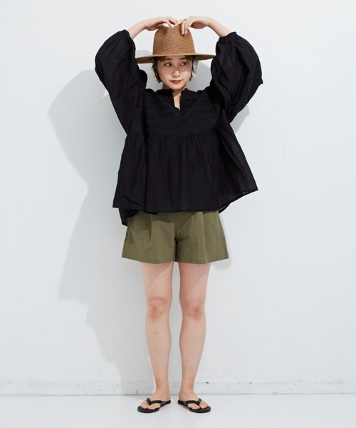 Auntie Rosa Holiday（アンティローザホリデー）の「タックイージーショーツ（その他パンツ・レディース・ブラック/ベージュ/ブラウン/カーキ/マスタード・FREE）」の8枚目の写真