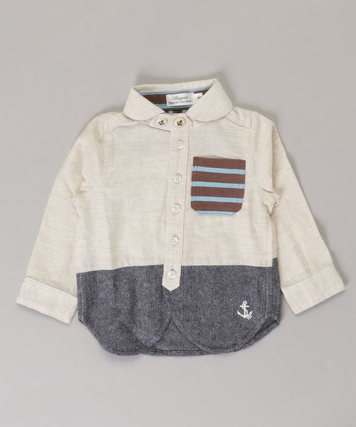 Tappet（タペット）の「[90-100]切替マリンカラーシャツ（シャツ/ブラウス・キッズ・オフホワイト/ブルー・90cm/100cm）」の2枚目の写真