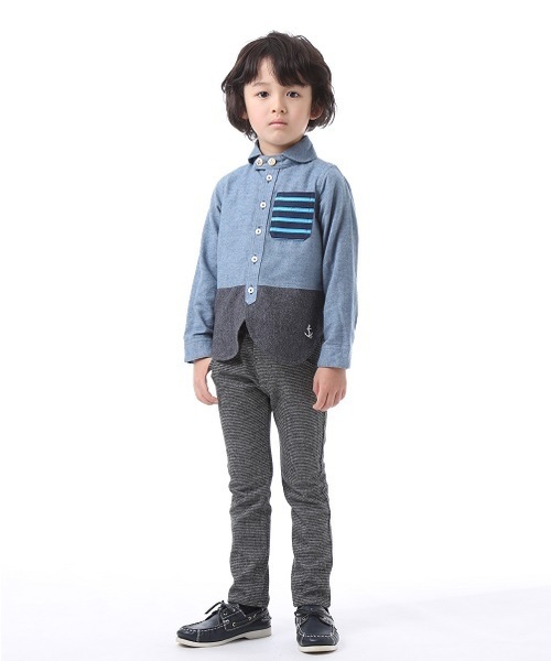 Tappet（タペット）の「[90-100]切替マリンカラーシャツ（シャツ/ブラウス・キッズ・オフホワイト/ブルー・90cm/100cm）」の3枚目の写真