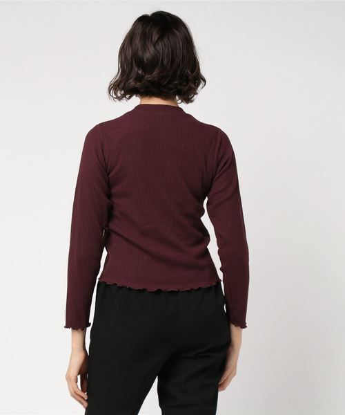 WEGO（ウィゴー）の「WEGO/ロゴ刺繍リブTシャツ（Tシャツ/カットソー・レディース・ホワイト/ブラック/ブラウン/ワイン・FREE）」の5枚目の写真