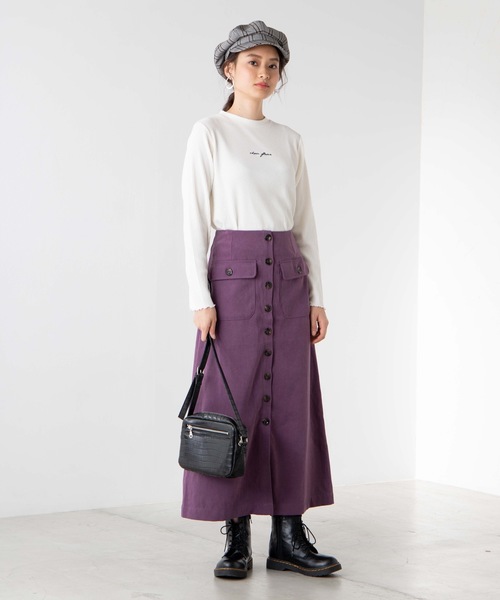 WEGO（ウィゴー）の「WEGO/ロゴ刺繍リブTシャツ（Tシャツ/カットソー・レディース・ホワイト/ブラック/ブラウン/ワイン・FREE）」の13枚目の写真