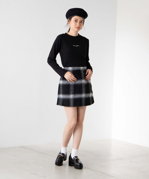 WEGO（ウィゴー）の「WEGO/ロゴ刺繍リブTシャツ（Tシャツ/カットソー・レディース・ホワイト/ブラック/ブラウン/ワイン・FREE）」の18枚目の写真