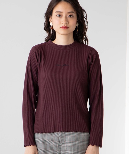 WEGO（ウィゴー）の「WEGO/ロゴ刺繍リブTシャツ（Tシャツ/カットソー・レディース・ホワイト/ブラック/ブラウン/ワイン・FREE）」の19枚目の写真