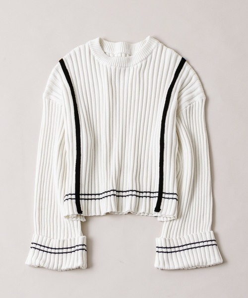 mline（エムライン）の「[mline]ラインリブニット（ニット/セーター・レディース・ベージュ/オフホワイト・FREE）」の11枚目の写真