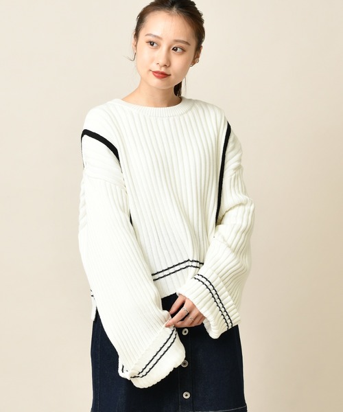 mline（エムライン）の「[mline]ラインリブニット（ニット/セーター・レディース・ベージュ/オフホワイト・FREE）」の12枚目の写真