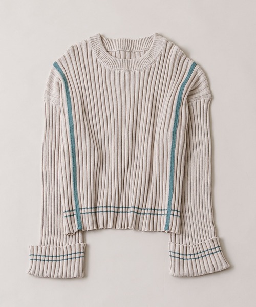 mline（エムライン）の「[mline]ラインリブニット（ニット/セーター・レディース・ベージュ/オフホワイト・FREE）」の10枚目の写真