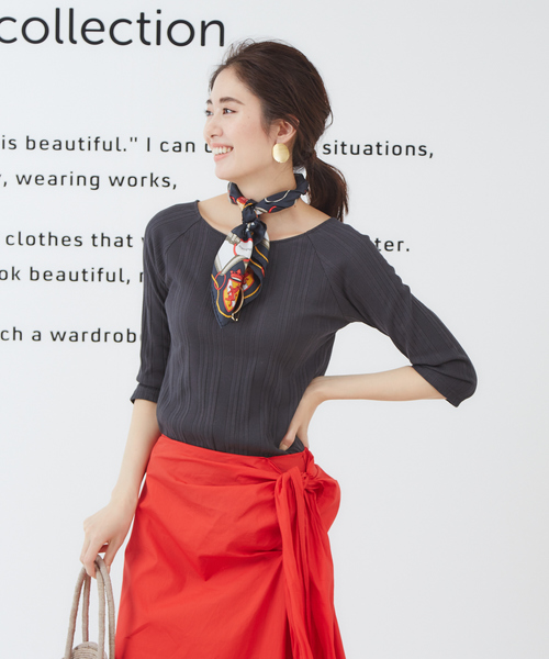 Rouge トップス Vif ルージュヴィフ のファッション セール Rouge バックリボンオフショルリブカットソー Tシャツ カットソー