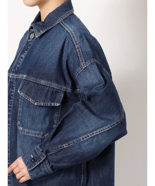 GYDA（ジェイダ）の「フライフロントデニムBIGシャツ（シャツ/ブラウス・レディース・インディゴブルー/ブルー・FREE）」の6枚目の写真