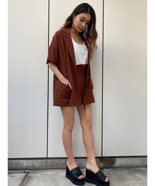 EGOIST（エゴイスト）の「BIGポケット半袖シャツ(セットアップ)（シャツ/ブラウス・レディース・ベージュ/ブラウン/カーキ・FREE）」の5枚目の写真