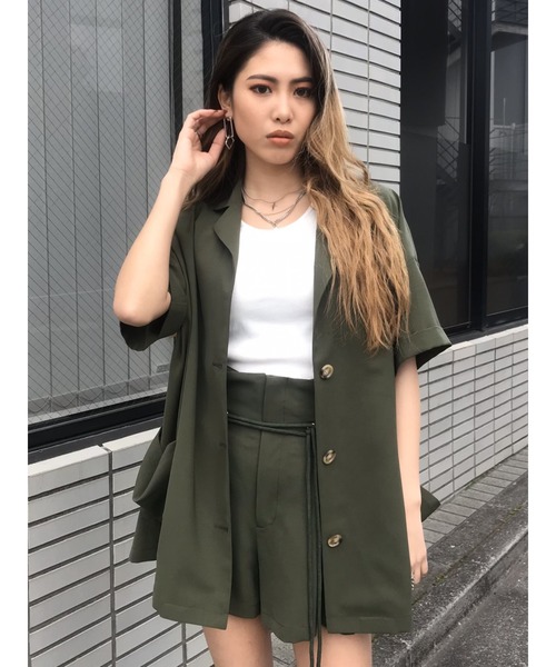 EGOIST（エゴイスト）の「BIGポケット半袖シャツ(セットアップ)（シャツ/ブラウス・レディース・ベージュ/ブラウン/カーキ・FREE）」の11枚目の写真