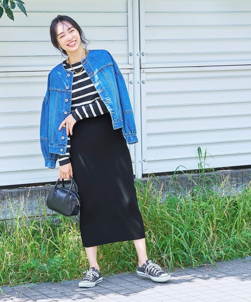 coca（coca）（コカ）の「【WEB限定セール】＼新色登場／コーデも動きも自由自在！リブニットIラインスカート（スカート・レディース・グレー系その他/ブラック/ベージュ/イエロー/グレー/グリーン/レッド/カーキ/ライトベージュ/パープル/マスタード/チャコールグレー/ブラウン/アイボリー・ONE SIZE）」の19枚目の写真