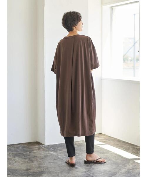 AMERICAN HOLIC（アメリカンホリック）の「ドロップショルダー5分袖カットマキシワンピース　＊〇（ワンピース・レディース・チャコールグレー/ネイビー/ブラウン/カーキ/グレイッシュベージュ・FREE）」の8枚目の写真