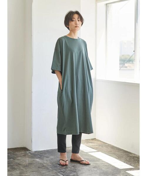 AMERICAN HOLIC（アメリカンホリック）の「ドロップショルダー5分袖カットマキシワンピース　＊〇（ワンピース・レディース・チャコールグレー/ネイビー/ブラウン/カーキ/グレイッシュベージュ・FREE）」の9枚目の写真