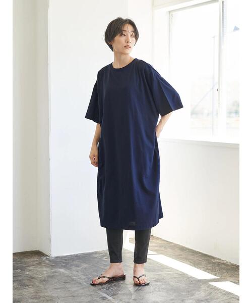 AMERICAN HOLIC（アメリカンホリック）の「ドロップショルダー5分袖カットマキシワンピース　＊〇（ワンピース・レディース・チャコールグレー/ネイビー/ブラウン/カーキ/グレイッシュベージュ・FREE）」の10枚目の写真