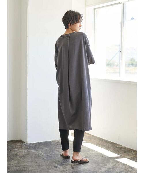 AMERICAN HOLIC（アメリカンホリック）の「ドロップショルダー5分袖カットマキシワンピース　＊〇（ワンピース・レディース・チャコールグレー/ネイビー/ブラウン/カーキ/グレイッシュベージュ・FREE）」の12枚目の写真