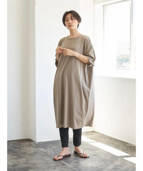 AMERICAN HOLIC（アメリカンホリック）の「ドロップショルダー5分袖カットマキシワンピース　＊〇（ワンピース・レディース・チャコールグレー/ネイビー/ブラウン/カーキ/グレイッシュベージュ・FREE）」の17枚目の写真