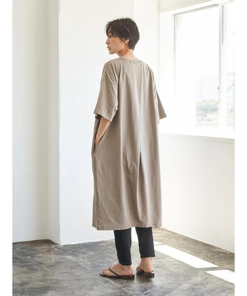 AMERICAN HOLIC（アメリカンホリック）の「ドロップショルダー5分袖カットマキシワンピース　＊〇（ワンピース・レディース・チャコールグレー/ネイビー/ブラウン/カーキ/グレイッシュベージュ・FREE）」の19枚目の写真