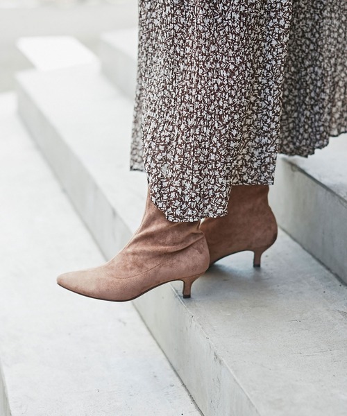 ベロア調ストレッチショートブーツ