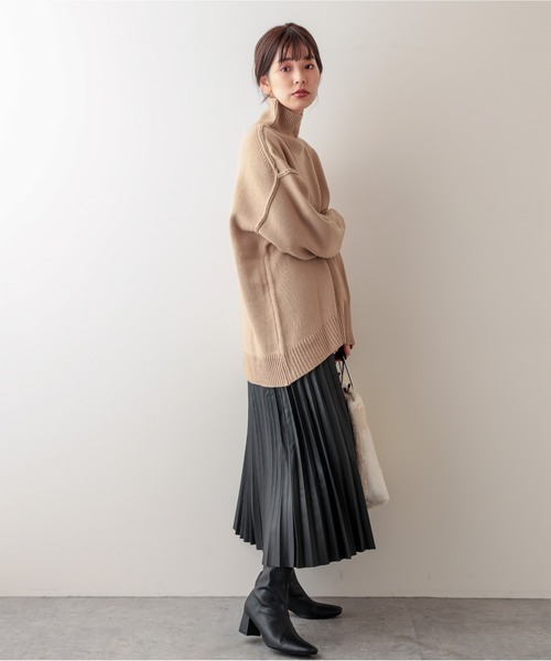 natural couture（ナチュラルクチュール）の「合皮プリーツスカート（スカート・レディース・アイボリー/ブラック/ブラウン・FREE）」の9枚目の写真