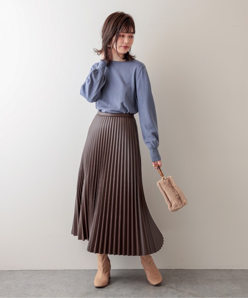 natural couture（ナチュラルクチュール）の「合皮プリーツスカート（スカート・レディース・アイボリー/ブラック/ブラウン・FREE）」の10枚目の写真