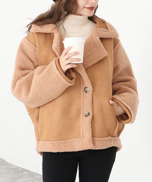 Chille チル の ボア切替ショート丈ムートンコート ムートンコート Wear