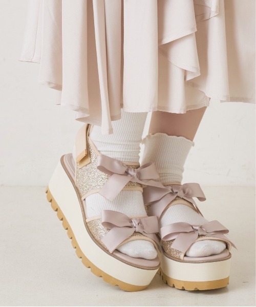 OLIVE des OLIVE（オリーブデオリーブ）の「ダブルリボンサンダル（サンダル・レディース・ブラック/ピンク系その他/ゴールド系その他・SMALL/MEDIUM/LARGE）」の4枚目の写真
