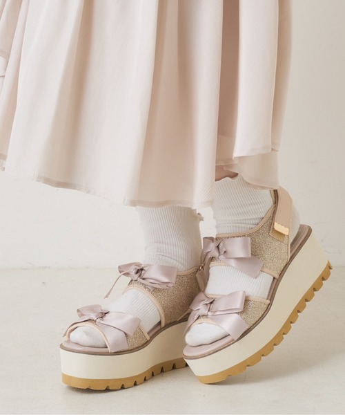 OLIVE des OLIVE（オリーブデオリーブ）の「ダブルリボンサンダル（サンダル・レディース・ブラック/ピンク系その他/ゴールド系その他・SMALL/MEDIUM/LARGE）」の12枚目の写真