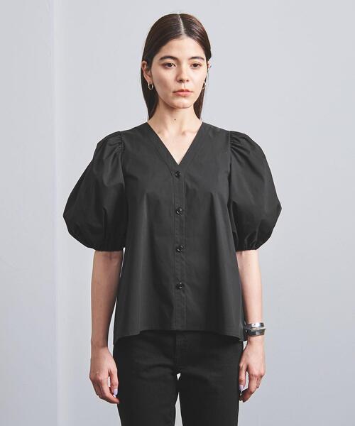 VONDEL（フォンデル）の「＜VONDEL（フォンデル）＞Vネック ギャザースリーブ ブラウス（シャツ/ブラウス・レディース・ライトブルー/ブラック・36）」の8枚目の写真