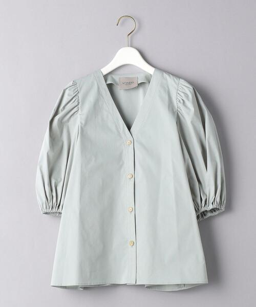 VONDEL（フォンデル）の「＜VONDEL（フォンデル）＞Vネック ギャザースリーブ ブラウス（シャツ/ブラウス・レディース・ライトブルー/ブラック・36）」の11枚目の写真