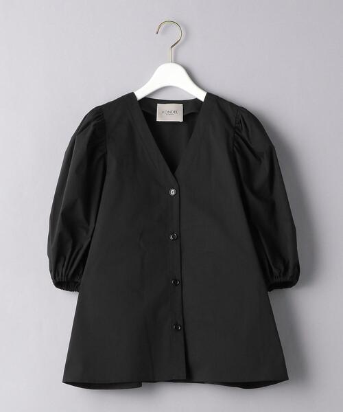 VONDEL（フォンデル）の「＜VONDEL（フォンデル）＞Vネック ギャザースリーブ ブラウス（シャツ/ブラウス・レディース・ライトブルー/ブラック・36）」の17枚目の写真