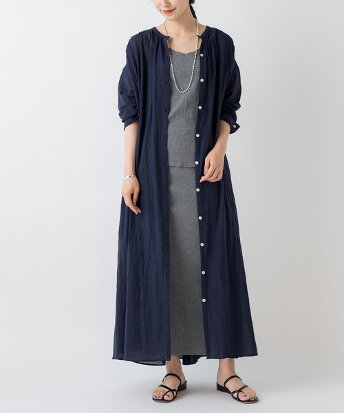 Loungedress　ラウンジドレス　シャツワンピース　マキシ丈　ネイビー Loungedress ラウンジドレス シャツワンピース マキシ丈