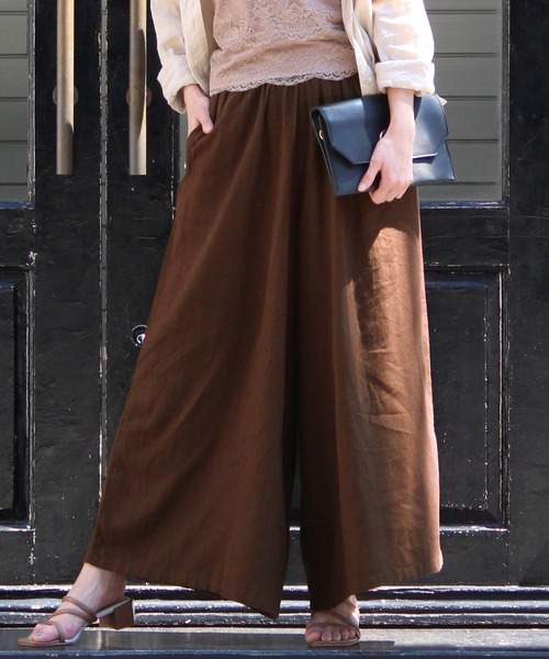 ElegChic(エレグシック)の「リネンミックスワイドパンツ(その他パンツ・レディース・ベージュ/ネイビー/ブラウン・L/M)」の1枚目の写真