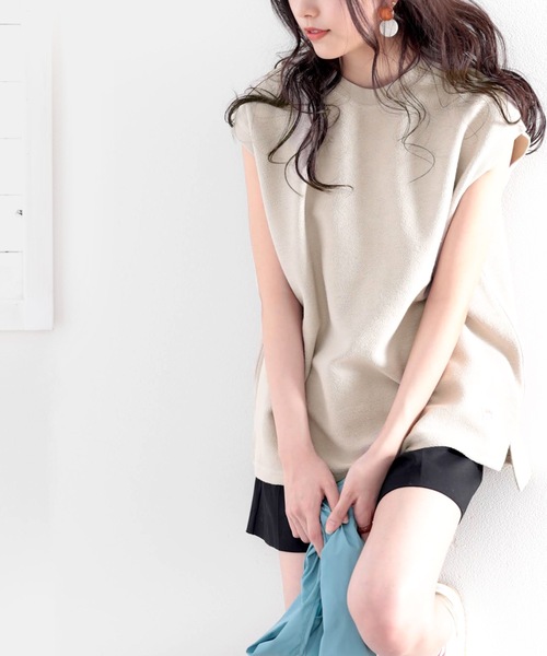 Java（ジャバ）の「《JaVaジャバ コラボ》ふわり柔らか♪USAコットン&パイル地ノースリーブトップス（タンクトップ・レディース・ホワイト/ブラック/グレー/グレイッシュベージュ・MEDIUM/LARGE/X-LARGE）」の4枚目の写真