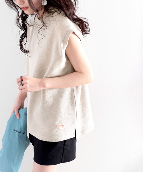 Java（ジャバ）の「《JaVaジャバ コラボ》ふわり柔らか♪USAコットン&パイル地ノースリーブトップス（タンクトップ・レディース・ホワイト/ブラック/グレー/グレイッシュベージュ・MEDIUM/LARGE/X-LARGE）」の10枚目の写真