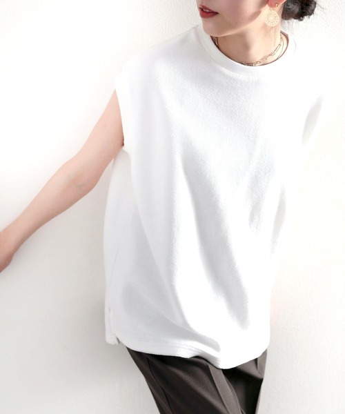 Java（ジャバ）の「《JaVaジャバ コラボ》ふわり柔らか♪USAコットン&パイル地ノースリーブトップス（タンクトップ・レディース・ホワイト/ブラック/グレー/グレイッシュベージュ・MEDIUM/LARGE/X-LARGE）」の16枚目の写真