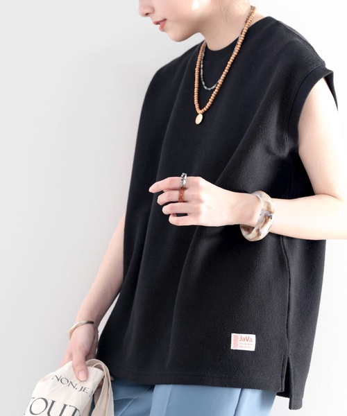 Java（ジャバ）の「《JaVaジャバ コラボ》ふわり柔らか♪USAコットン&パイル地ノースリーブトップス（タンクトップ・レディース・ホワイト/ブラック/グレー/グレイッシュベージュ・MEDIUM/LARGE/X-LARGE）」の19枚目の写真