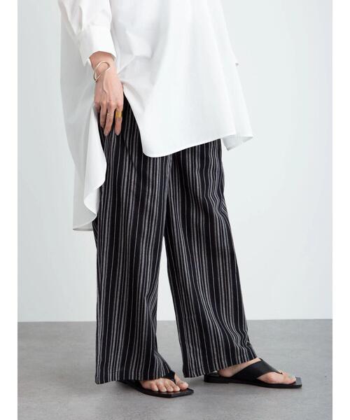 koe（コエ）の「ストライプコットンワイドパンツ*（その他パンツ・レディース・ホワイト/ブラック/ベージュ/カーキ/モカ・FREE）」の7枚目の写真