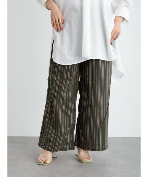 koe（コエ）の「ストライプコットンワイドパンツ*（その他パンツ・レディース・ホワイト/ブラック/ベージュ/カーキ/モカ・FREE）」の15枚目の写真