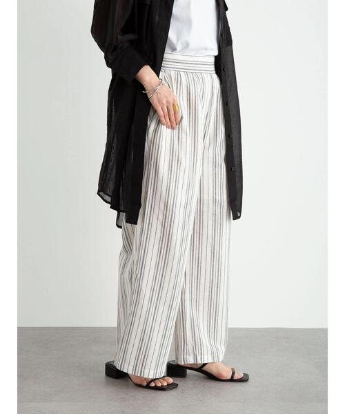 koe（コエ）の「ストライプコットンワイドパンツ*（その他パンツ・レディース・ホワイト/ブラック/ベージュ/カーキ/モカ・FREE）」の16枚目の写真