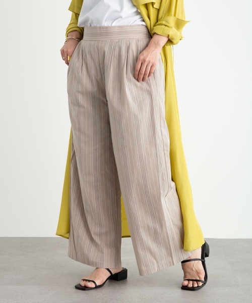 koe（コエ）の「ストライプコットンワイドパンツ*（その他パンツ・レディース・ホワイト/ブラック/ベージュ/カーキ/モカ・FREE）」の5枚目の写真