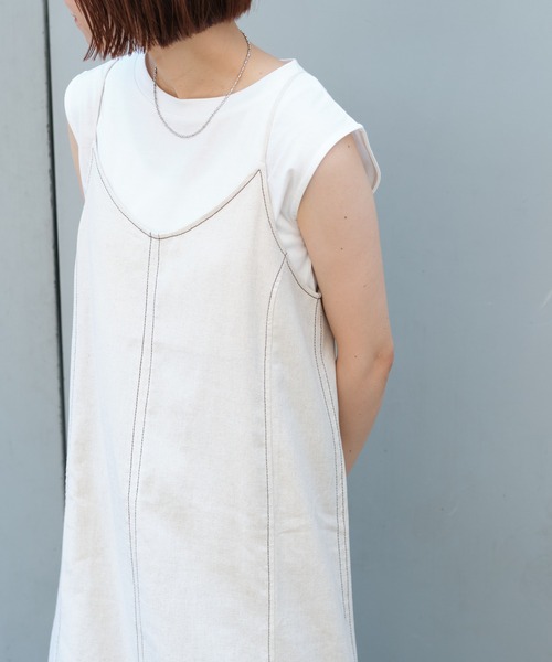 CIAOPANIC TYPY(チャオパニックティピー)の「【インナー付き】綿麻配色ステッチキャミワンピ(ワンピース・レディース・ダークブラウン/ベージュ/ブラウン/アイボリー・ONE SIZE)」の20枚目の写真