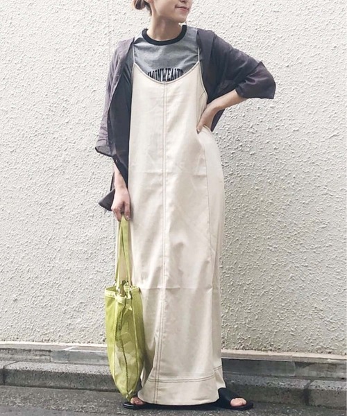 CIAOPANIC TYPY(チャオパニックティピー)の「【インナー付き】綿麻配色ステッチキャミワンピ(ワンピース・レディース・ダークブラウン/ベージュ/ブラウン/アイボリー・ONE SIZE)」の10枚目の写真