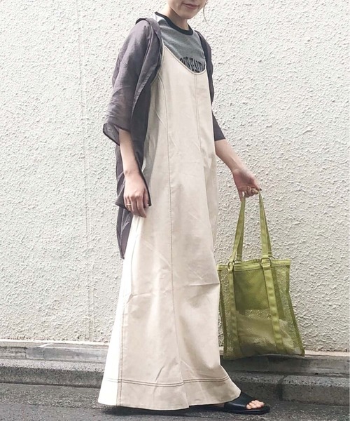 CIAOPANIC TYPY(チャオパニックティピー)の「【インナー付き】綿麻配色ステッチキャミワンピ(ワンピース・レディース・ダークブラウン/ベージュ/ブラウン/アイボリー・ONE SIZE)」の11枚目の写真