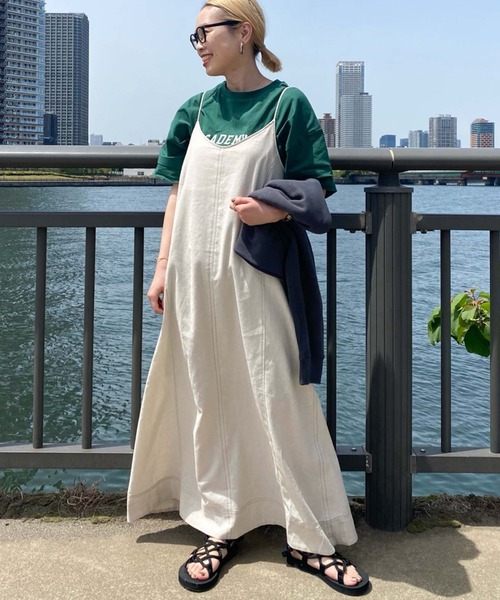 CIAOPANIC TYPY(チャオパニックティピー)の「【インナー付き】綿麻配色ステッチキャミワンピ(ワンピース・レディース・ダークブラウン/ベージュ/ブラウン/アイボリー・ONE SIZE)」の12枚目の写真