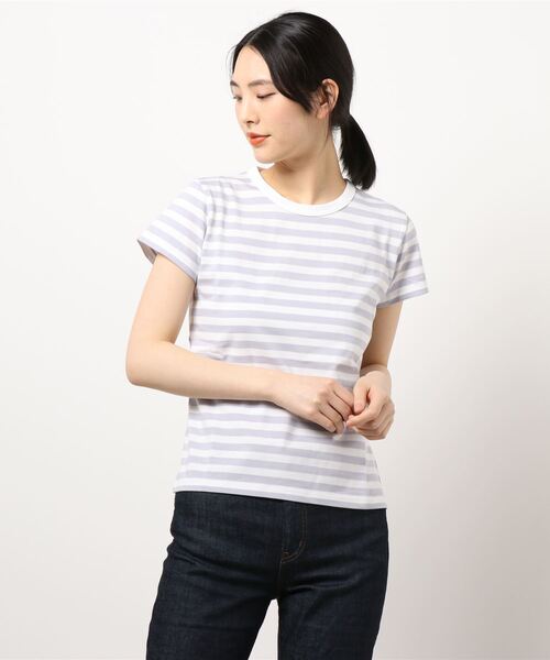 agnes b.（アニエスベー）の「J008 TS ボーダーTシャツ（Tシャツ/カットソー・レディース・グレー/レッド/ピンク/ブルー/ネイビー・1/2/3）」の4枚目の写真